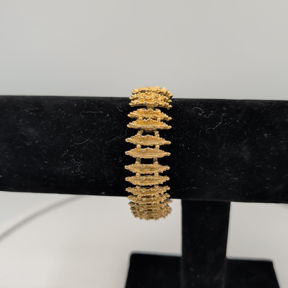 Vintage Avon Brutalist Gold Tone Textured Nugget Link‎ Bracelet - Picture 13 of 16